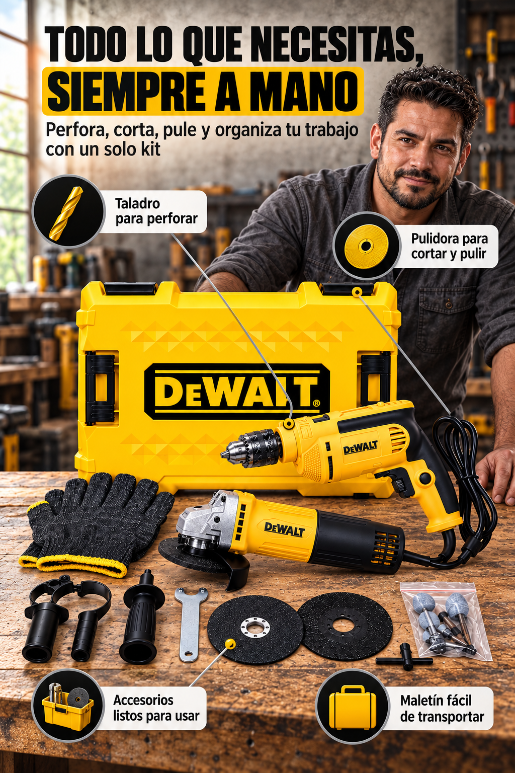 Kit Taladro Pulidora Dewalt – 3 BENEFICIOS