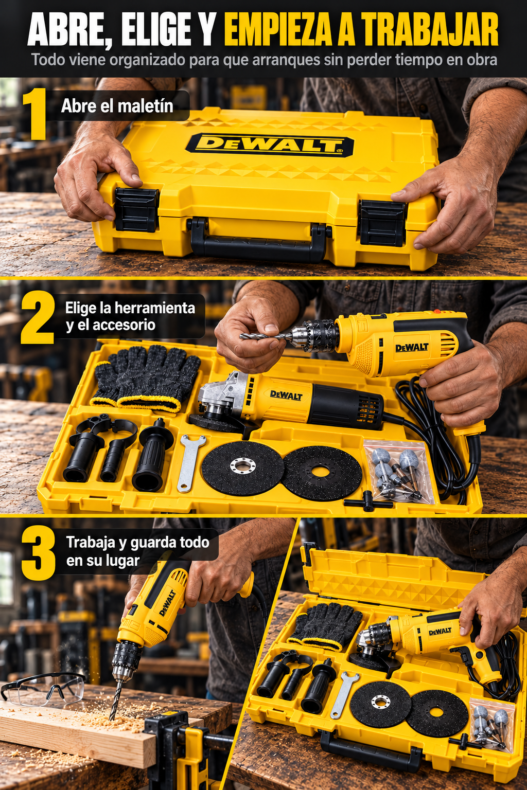 Kit Taladro Pulidora Dewalt – 5 MODO DE USO