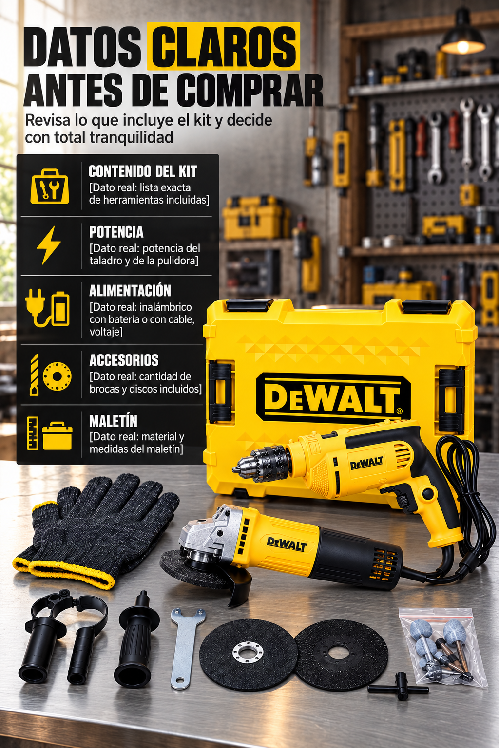 Kit Taladro Pulidora Dewalt – 6 FICHA TÉCNICA